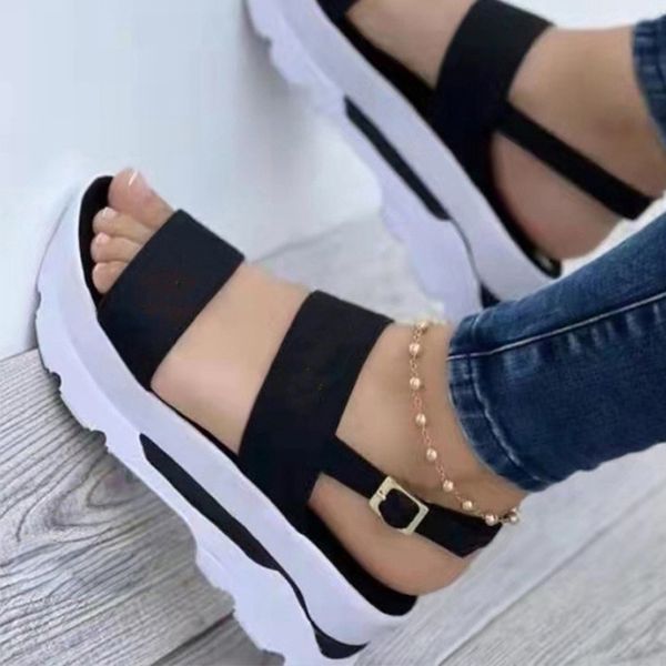 

slipper sandals lightweight heels summer shoes for wedge sandal with platform sandalias mujer wedges female 230422, Black