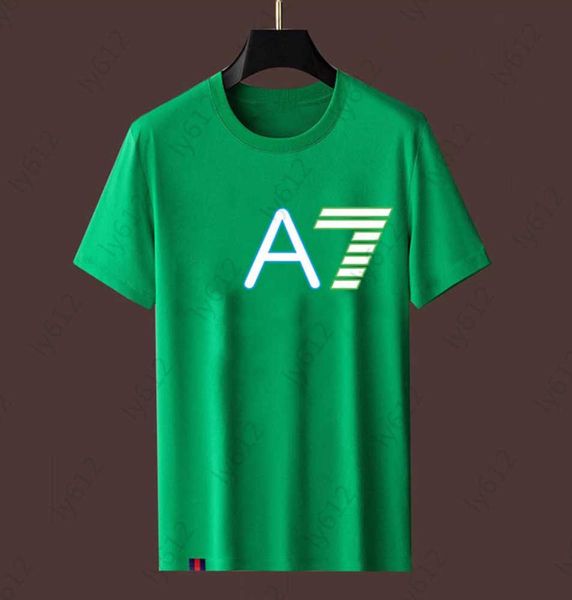 

green designer cool shirts men spring summer fashion leisure luxury loose fit light green stripe letter printing round neck short sleeve t-s, White;black