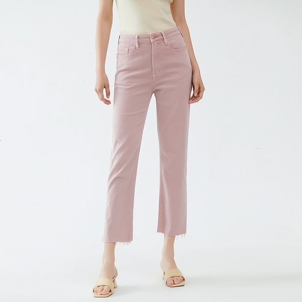 

women's jean pink anklelength jeans 2023 loose fashion denim pants 230422, Blue