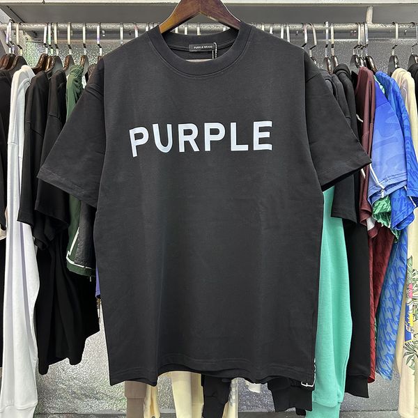 

24SS Purple Brand T Shirt Size XS-5XL Large Designer Tees Mens T-Shirt Homme T Shirts Women Loose Clothing Luxury Designers Short Sleeve Spring Summer Tide Tee, Black a