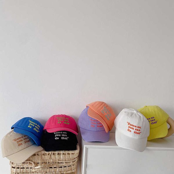 

spring summer baby baseball fashion letter embroidery children peaked caps cotton kids boys girls outdoor sun hats p230424, Yellow