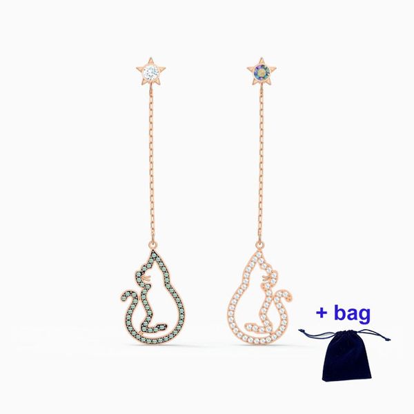 

swa fashion charm earrings cattitude earrings exquisite gift box ing, Golden