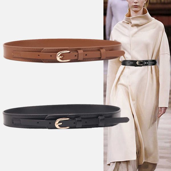 

belts retro metal buckle pu leather women belt all-match ins skinny waist straps lady female dress coat decorative waistband w0424, Black;brown