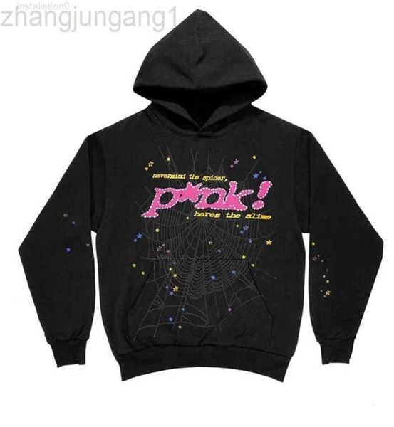 

22023 designer txis spider 555 hoodie pullover pink sp5der young thug hoodies senior classic leisure multicolor autumn winter men high quali, Black