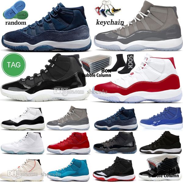 

11 mens basketball shoes 11s cherry cool cement grey concord 45 bred unc gamma blue midnight navy velvet space jam 72-10 win like 96 men wom