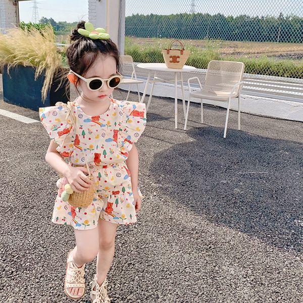 

clothing sets girls clothes set summer shirt pants toddler shorts brand kids outfits children suit baby 230422, White
