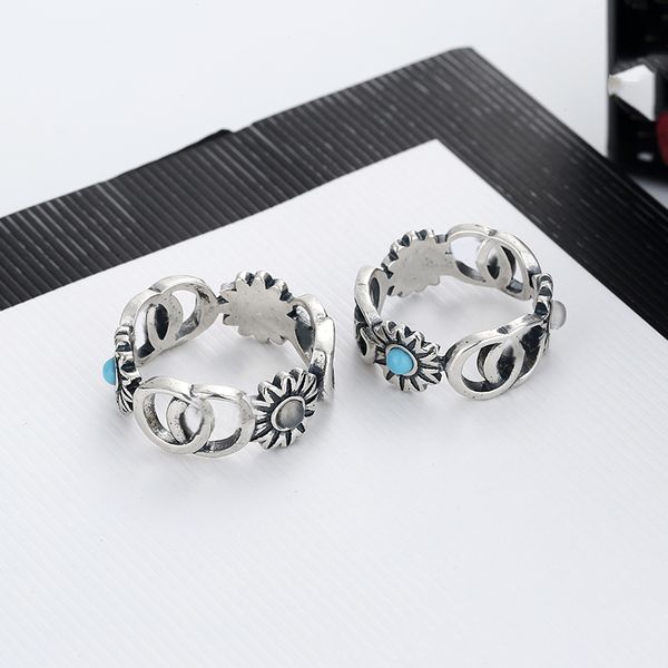 

designer vintage womens classic couple rings 925 silver letters mens and womens rings fashion versatile jewelry valentines day gift