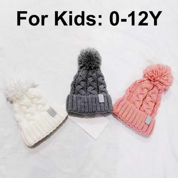 

Beanie For 0-12Y Kids Winter Hats Designer Beanie Bucket Santa Hat Bobble Twist Knitted Hat Beanie Hats for Children Skull Caps Letters Fitted Hat 3 Colors, White