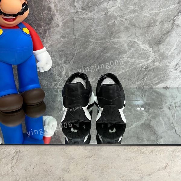 

2023new mens designer quality sneakers white blak shoes brand low sneaker leather rubber sole causal shoes, Black