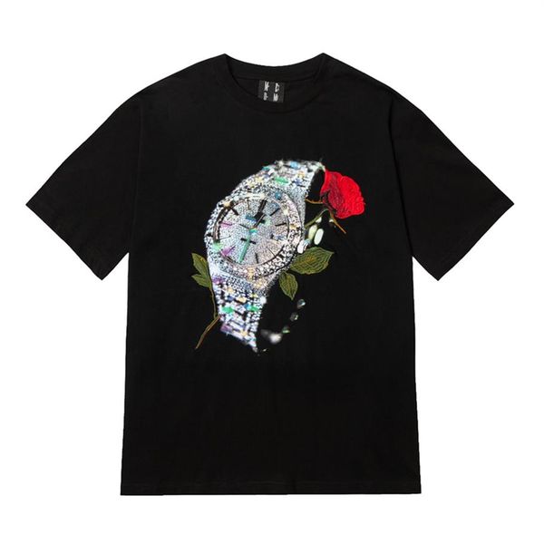 

23ss europe embroidery tee skateboard men t shirt watches women rose short sleeve streetwear plus size cotton tshirt2760, Black;brown