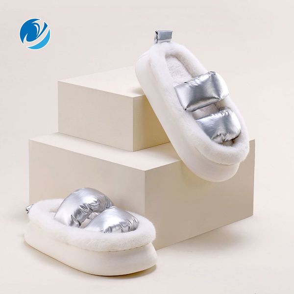 

slippers mo dou autumn winter fluffy women slippers stylish indoor outdoor plush slippers designer thick sole non slip shoes 230422, Black