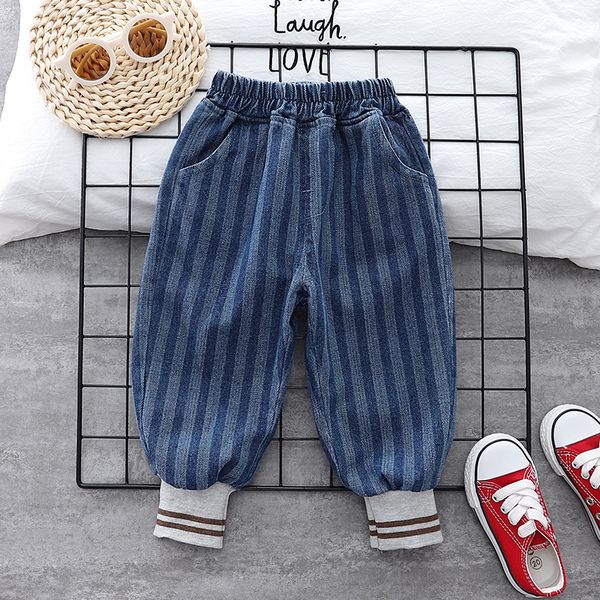 

jeans spring baby boys jeans children trousers striped with pocket for toddles casual style pants kids clothes 1 2 3 4 5 years 230424, Blue