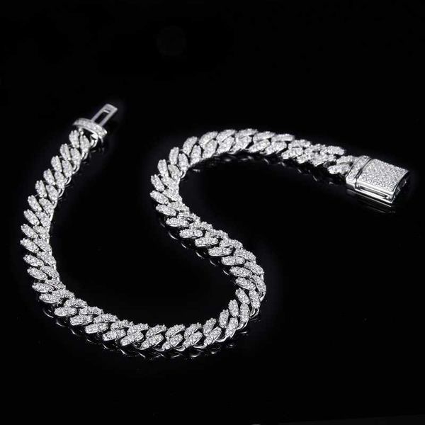 

6mm s925 sterling silver bracelet moissanite hiphop cuban for men