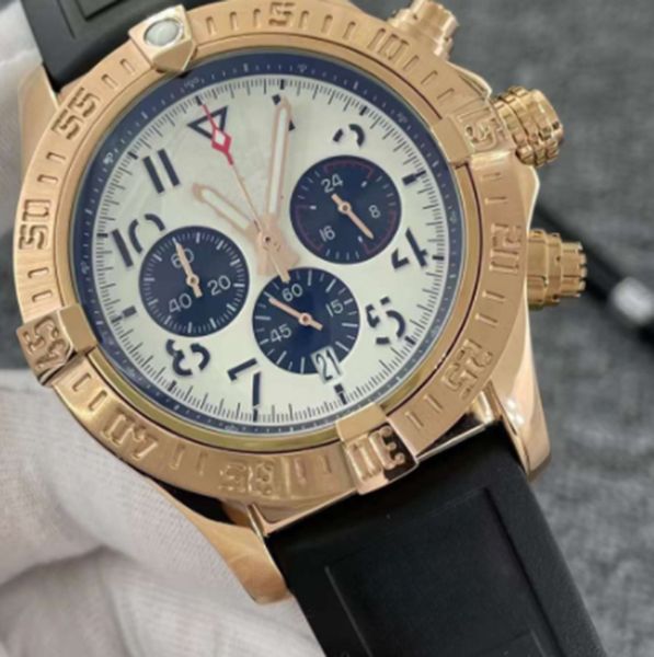 

luxury men's quartz watch japanese movement battery limited edition chronograph 45mm avenger hurricane sea rubber strap 1884 master des, Slivery;brown