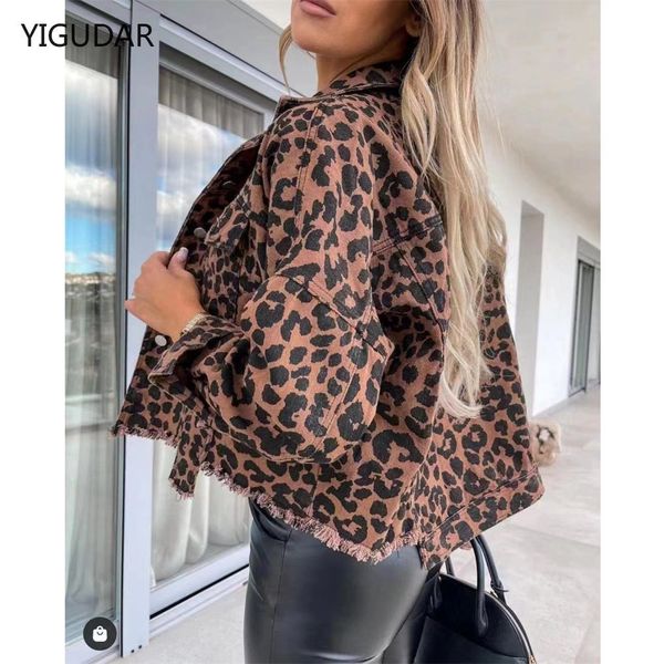 

women s jackets vintage denim jacket for women loose snake leopard jean oversize long sleeve boyfriend coat distressed lapel shacket denim c, Black;brown