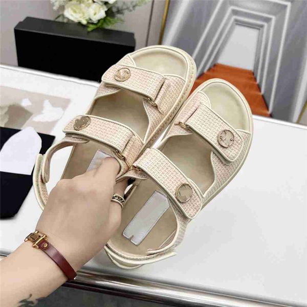 

summer popular 2023 women sandals channel luxury brand business dress wedding party leather high heels casual flat slippers 010-014, Black