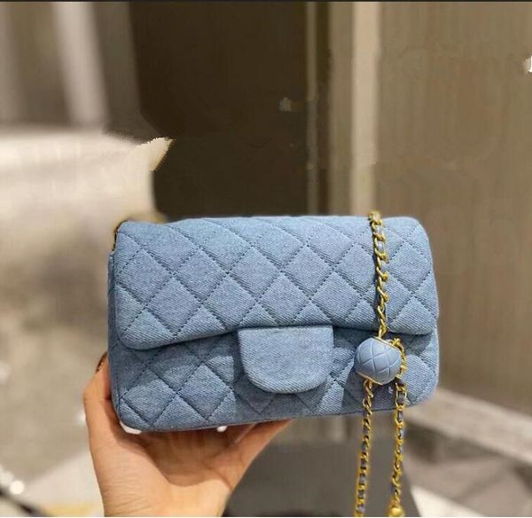 

denim blue shoulder bag luxury designer women cowboy chain crossbody messenger bags totes classic brand lady canvas flap purses handbags