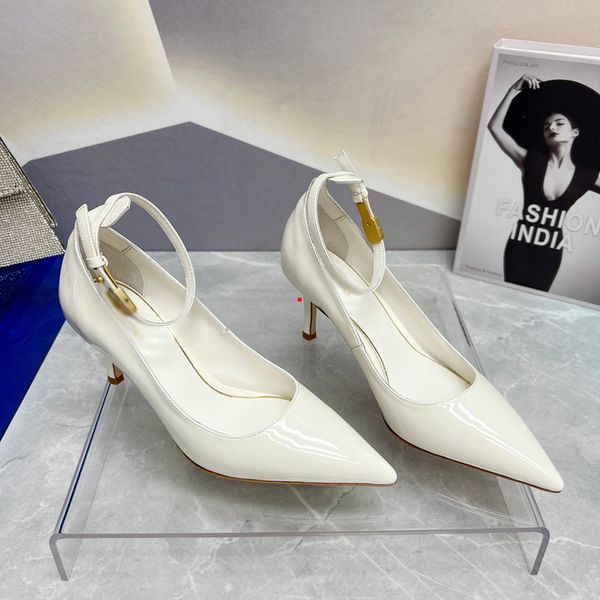 

2023 stilettos women 's shoes sandals women rhinestone chain bride dresses buckle high heels pointed toe ankle bright diamond-chain hig, Black