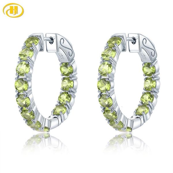 

dangle chandelier hutang natural peridot sterling silver clip earring 4.7 carats real gemstone colorful style women classic jewelry birthday