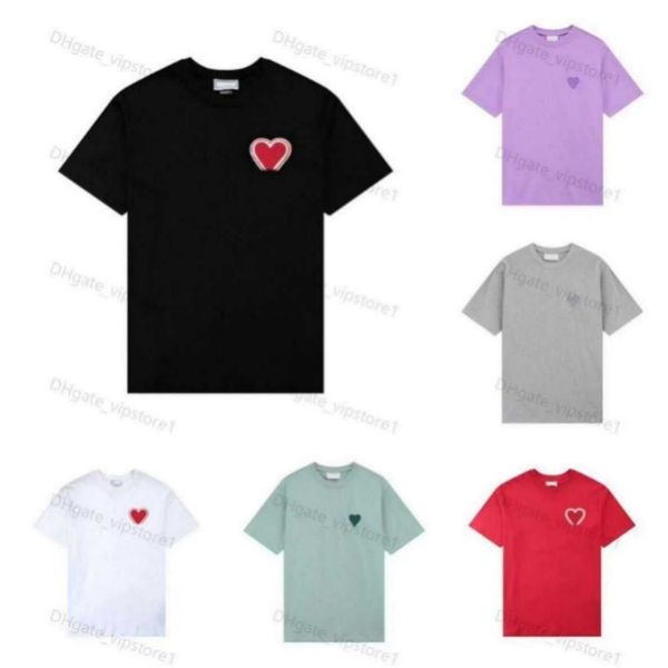 

2023 mens designers paris amis t shirt tone-on-tone love embroidery fashion street casual joker round neck cotton short sleeves for men 003, White;black