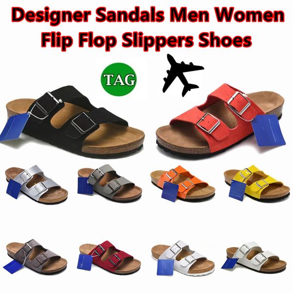 

2023 arizona designer sandals men women cork footbed with comfort microfiber flor slides sliders boston soft mules clogs indoor pantoufle fl, Black