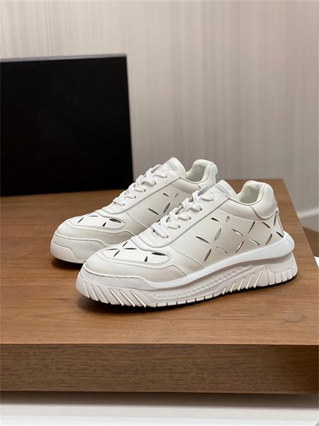 

thick sole cowhide roller shoes embossed stitching fashion men's sports
