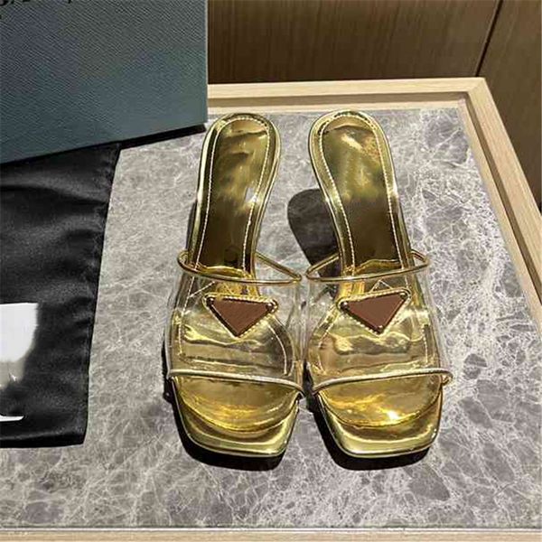 

fashion women's sandals 2023 pradity luxury brand letter logo summer women's high heels men's casual student flats 03-07, Black