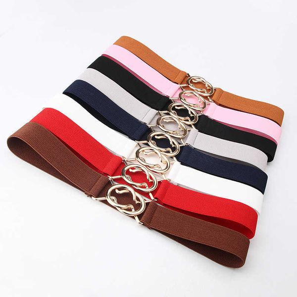 

belts sabuk pinggang elastis bergaris sabuk pinggang lentur tipis gesper logam modis sabuk wanita aksesori korset elegan w0424, Black;brown