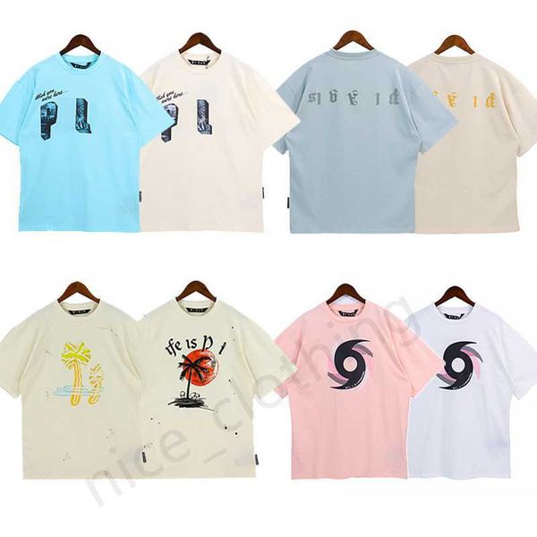 

mens designer pa t-shirt luxury tees print palms t shirts mens womens angle short sleeve summer casual streetwear clothing clothes, White;black