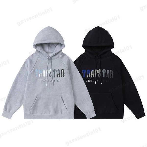 

designer hoodies trapstar letters embroidered hoodie fashion padded loose long sleeve hooded sweatshirt sweat pants tracksuits classic, Black