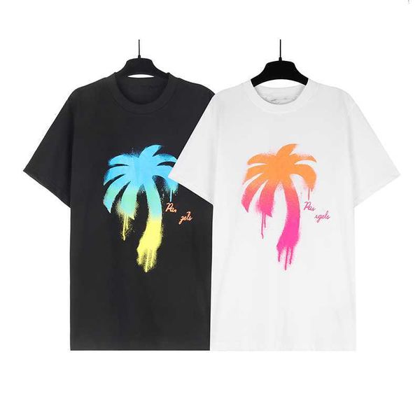 

palms designer mens t shirt women's angels tshirts colorful gradient coconut pure cotton crew neck short sleeve couple loose casual shi, White;black