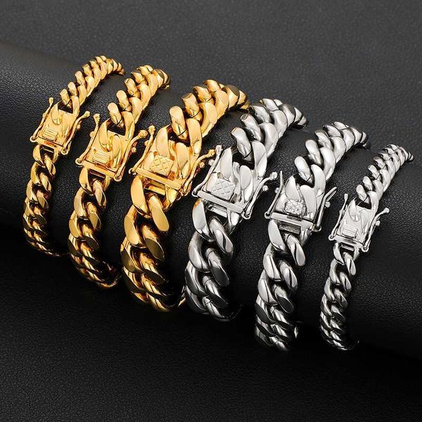 

drop shipping stainless steel 18k gold plated cuban link bracelet, Golden;silver
