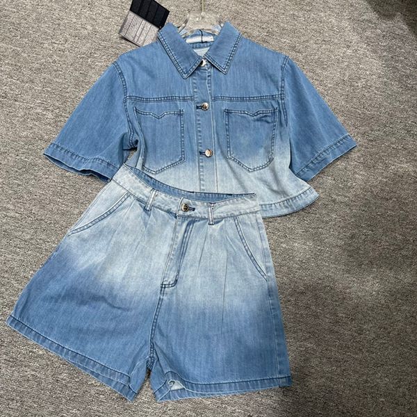 

summer denim jacket tracksuit short sleeve coat shorts lapel neck girls shirt tracksuit designer street style shirts shorts, Black