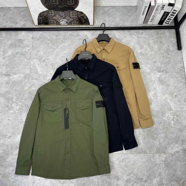 

Designer stone pocket jackets island jacket long sleeve zipper Badges men tshirt casual coat windbreaker embrodiery mens shirts autumn coats Asian size -3xl, Black