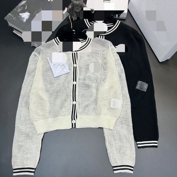 

423 2023 spring brand same style sweater long sleeve black white crew neck cardigan fashion womens clothes womens feng, White;black