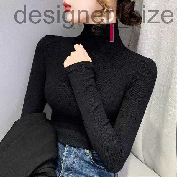 

women's knits & tees designerwomens knits tees high neck turtleneck designer woman sweater blouse shirts womens lady slim jumpers s-3x, White