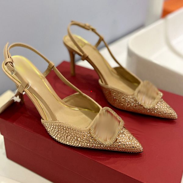 

2023 high heels dress shoes sandals sandal designer luxury embroidery leather flat buckle ladies metal letters work wedding party fashion wo, Black