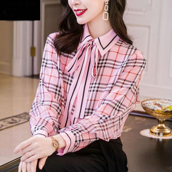 

fashion print brown shirt women long sleeve lapel button designer blouses spring autumn office ladies shirts runway woman clothes blouse ele, White