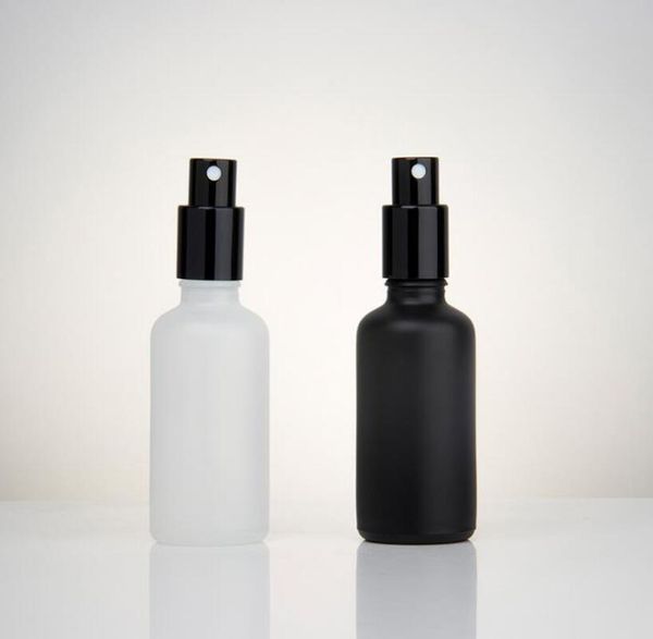 

200pc 50ml black frosted glass bottle with black aluminum sprayer, essential oil spray glass bottle perfume bottle sn844