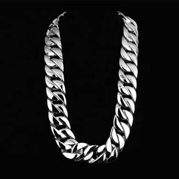 

punk jewelry 30mm/32mm width funky stainless steel solid super big curb cuban link large chain necklace, Silver