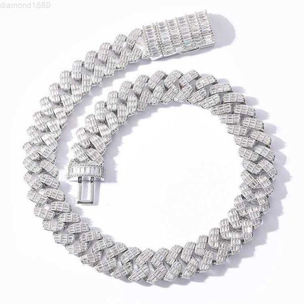 

custom s925 silver with 5a cz diamond 17mm wide cuban chain necklace