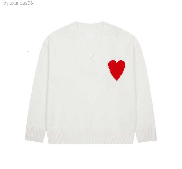 

autumn winter pullover sweater love amies embroidered jacquard paris fashion loose casual knitwear amis for men and women m0nf, Black