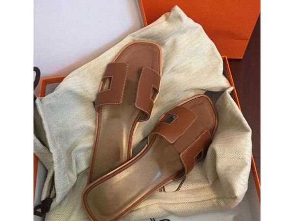

fashion sandals genuine leather women slippers summer luxury flat slides ladies beach sandal party wedding oran slipper, Black