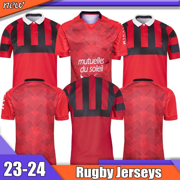 

2023 toulun rugby jerseys maillot biarritz racing 1920 22 23 bordeaux begles home away perpignan ernest wallon warm up size s-5xl shirt rugb, Black;gray