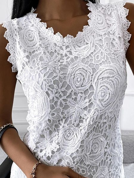 

women s t shirt summer fashion ladies lace jacquard sleeveless casual women vintage s 5xl floral vest camisole halter 230424, White