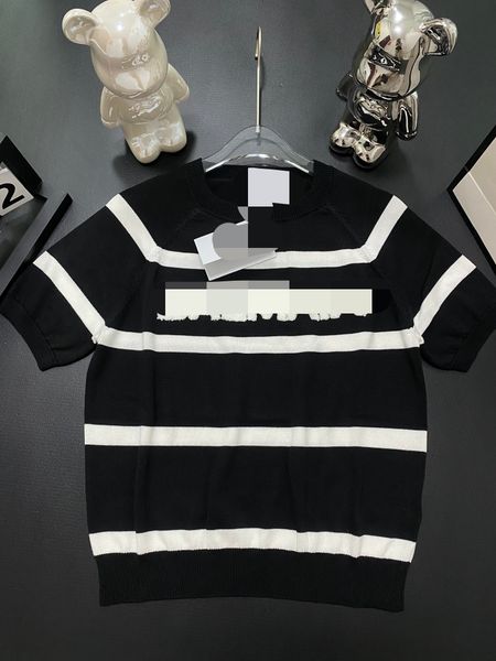 

323 2023 spring brand same style sweater short sleeve black crew neck pullover fashion womens clothes womens feng, White;black