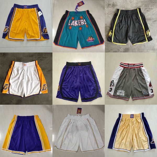 

2023 los angeles''lakers''men throwback basketball shorts pocket red black