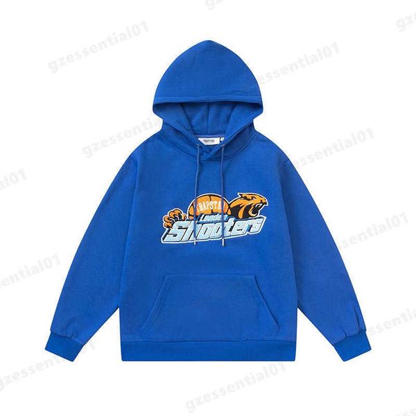 

blue hoodie trapstar fashion brand letters embroidered padded loose couples hooded sweatshirt tracksuits casual suit men trap star, Black