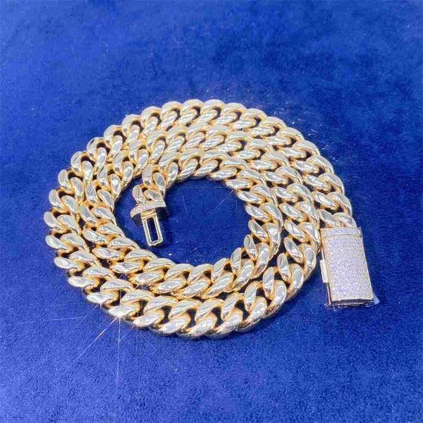 

rapper vvs 12mm hip hop bracelet cuban stainless steel moissanite chain clasp, Silver