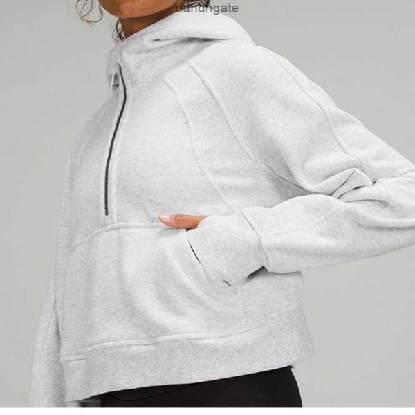 

womens jackets hoodys plus velvet autumn and winter yoga hoodie scuba thickening sports half zipper terry designer sweater cing loose short, Black